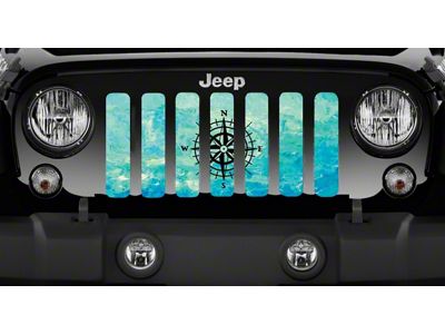 Grille Insert; Teal Swirl Compass (20-25 Jeep Gladiator JT)