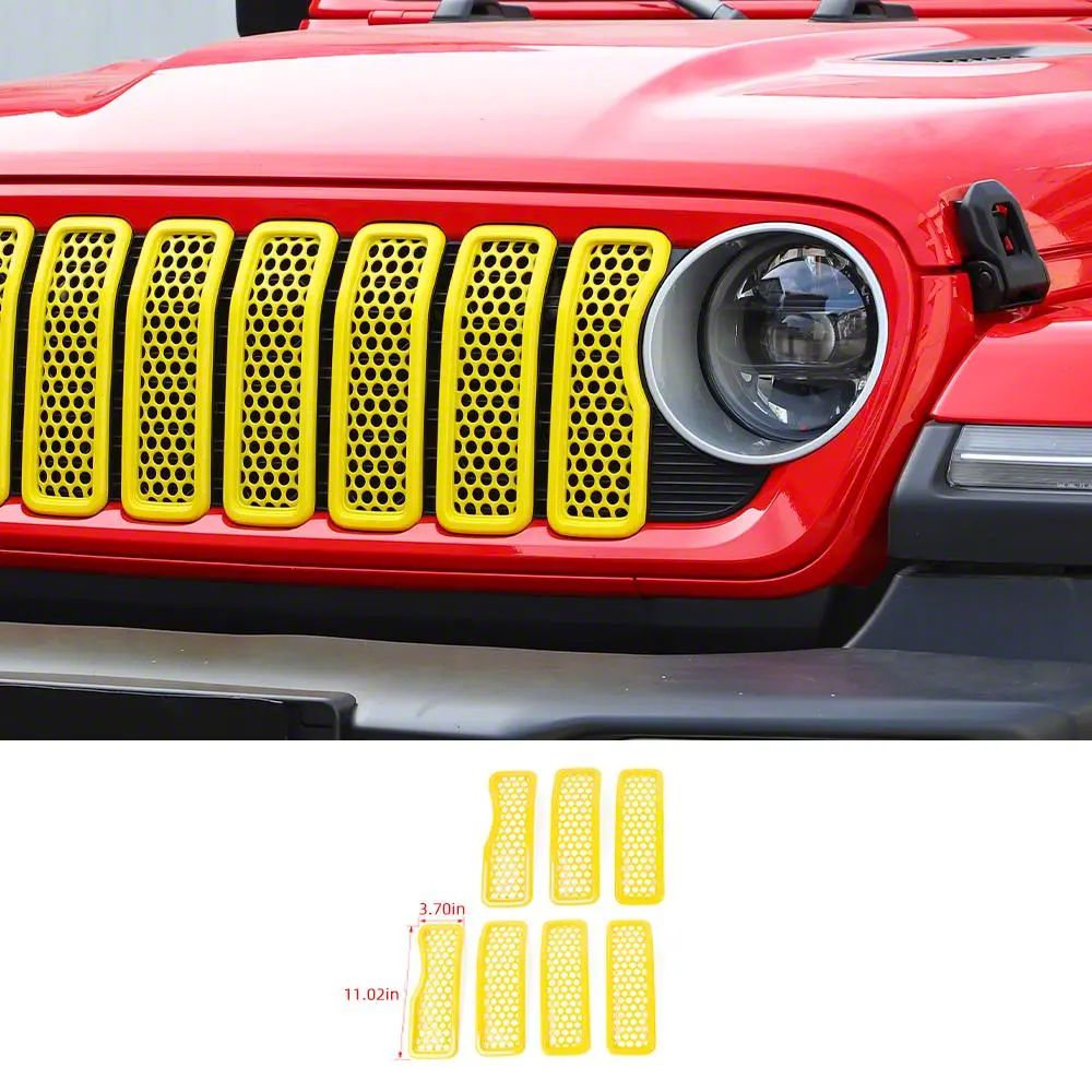 Jeep Gladiator Grille Trim Rings with Honeycomb Mesh; Yellow (24-26 ...