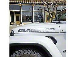 GLADIATOR Hood Decal; Black and White Distressed American Flag (20-25 Jeep Gladiator JT)