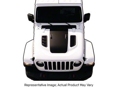 Hood Graphic; Black with Red Outline (20-25 Jeep Gladiator JT Rubicon)