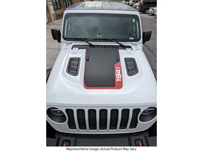 Hood Stripe with 1941 Logo; Carbon Fiber Black (20-25 Jeep Gladiator JT, Excluding Launch Edition, Mojave & Rubicon)