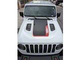 Hood Stripe with 1941 Logo; Matte Black with Red (20-26 Jeep Gladiator JT Launch Edition, Rubicon)