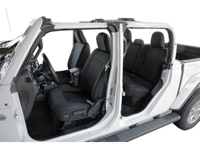 Hybrid Neoprene Front and Rear Seat Covers; Black (20-25 Jeep Gladiator JT)