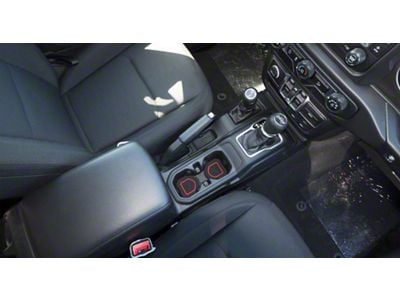 Interior Cup Holder Foam Inserts; 3-Piece Kit; Black/Red (20-25 Jeep Gladiator JT)