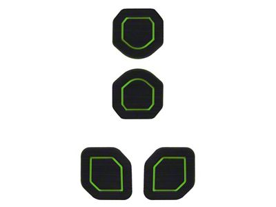 Interior Cup Holder Foam Inserts; 4-Piece Kit; Black/Green (20-25 Jeep Gladiator JT)