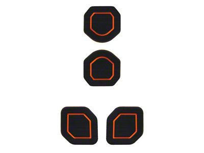 Interior Cup Holder Foam Inserts; 4-Piece Kit; Black/Orange (20-25 Jeep Gladiator JT)