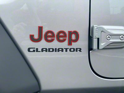 Jeep Fender Emblem Letter Overlays; Black with Red Outline (20-25 Jeep Gladiator JT)