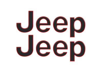 Jeep Fender Emblem Letter Overlays; Matte Black with Red Outline (20-25 Jeep Gladiator JT)