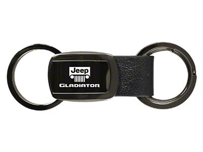 Gladiator Leather Tri-Ring Key Fob; Gunmetal