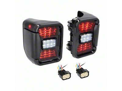 LED Tail Lights; Black Housing; Smoked Lens (20-25 Jeep Gladiator JT w/ Factory Halogen Tail Lights)