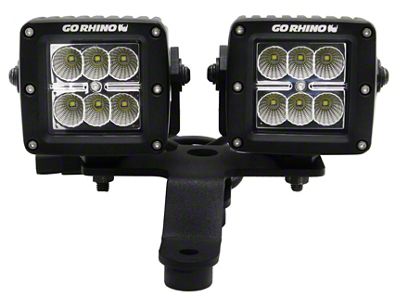 Go Rhino Dual 3-Inch Cube Light Windshield Cowl Mount; Textured Black (20-25 Jeep Gladiator JT)