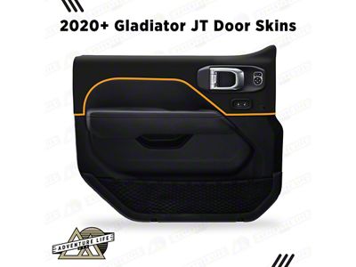 Matte Black Interior Door Skins; Front; Golden Yellow Outline (20-26 Jeep Gladiator JT w/ Power Locks & Windows)