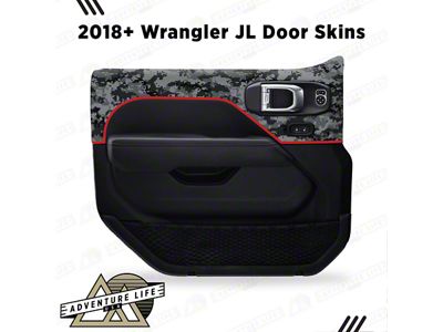 Matte Camo Interior Door Skins; Front and Rear; Red Outline (20-26 Jeep Gladiator JT w/ Power Locks & Windows)