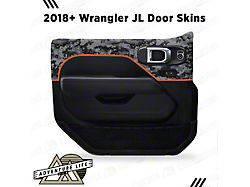 Matte Camo Interior Door Skins; Rear; Orange Outline (20-26 Jeep Gladiator JT w/ Power Locks & Windows)