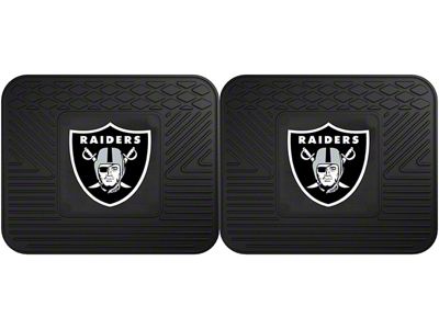 Molded Rear Floor Mats with Las Vegas Raiders Logo (Universal; Some Adaptation May Be Required)