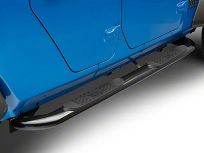 Platinum 4-Inch Oval Side Step Bars; Black (20-25 Jeep Gladiator JT)