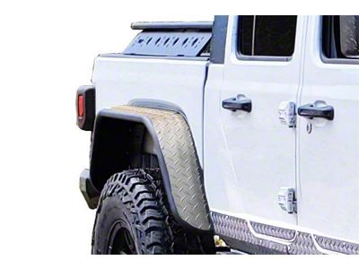 Rear Tube Fender Flares; Aluminum Diamond Plate (20-25 Jeep Gladiator JT)