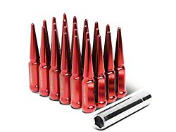 Red Spiked Lug Nuts; M14x1.5; Set of 24 (20-26 Jeep Gladiator JT)
