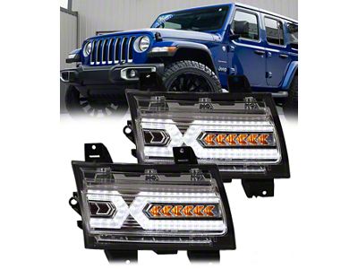 Renegade Series Sequential LED Turn Signals; Clear (20-25 Jeep Gladiator JT)
