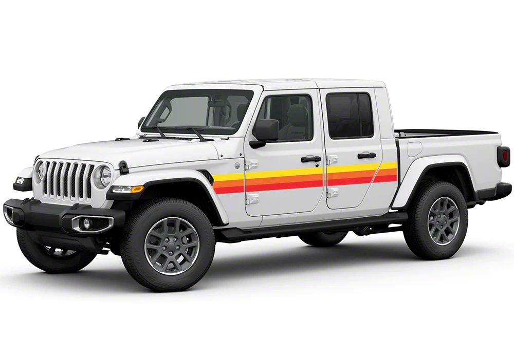 Jeep Gladiator Retro Side Stripes; Yellow/Orange/Red (20-25