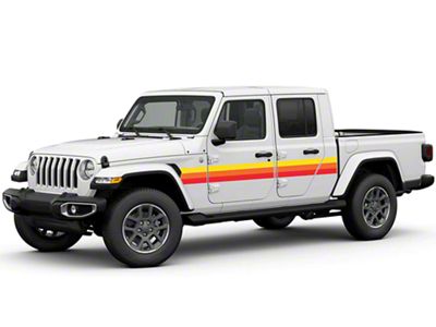 Retro Side Stripes; Yellow/Orange/Red (20-25 Jeep Gladiator JT)