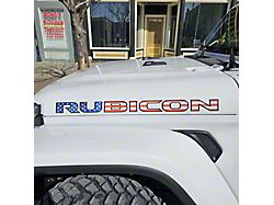 RUBICON Hood Decal; American Flag with Black Outline (20-25 Jeep Gladiator JT)