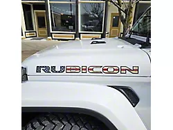 RUBICON Hood Decal; Distressed American Flag with Black Outline (20-25 Jeep Gladiator JT)