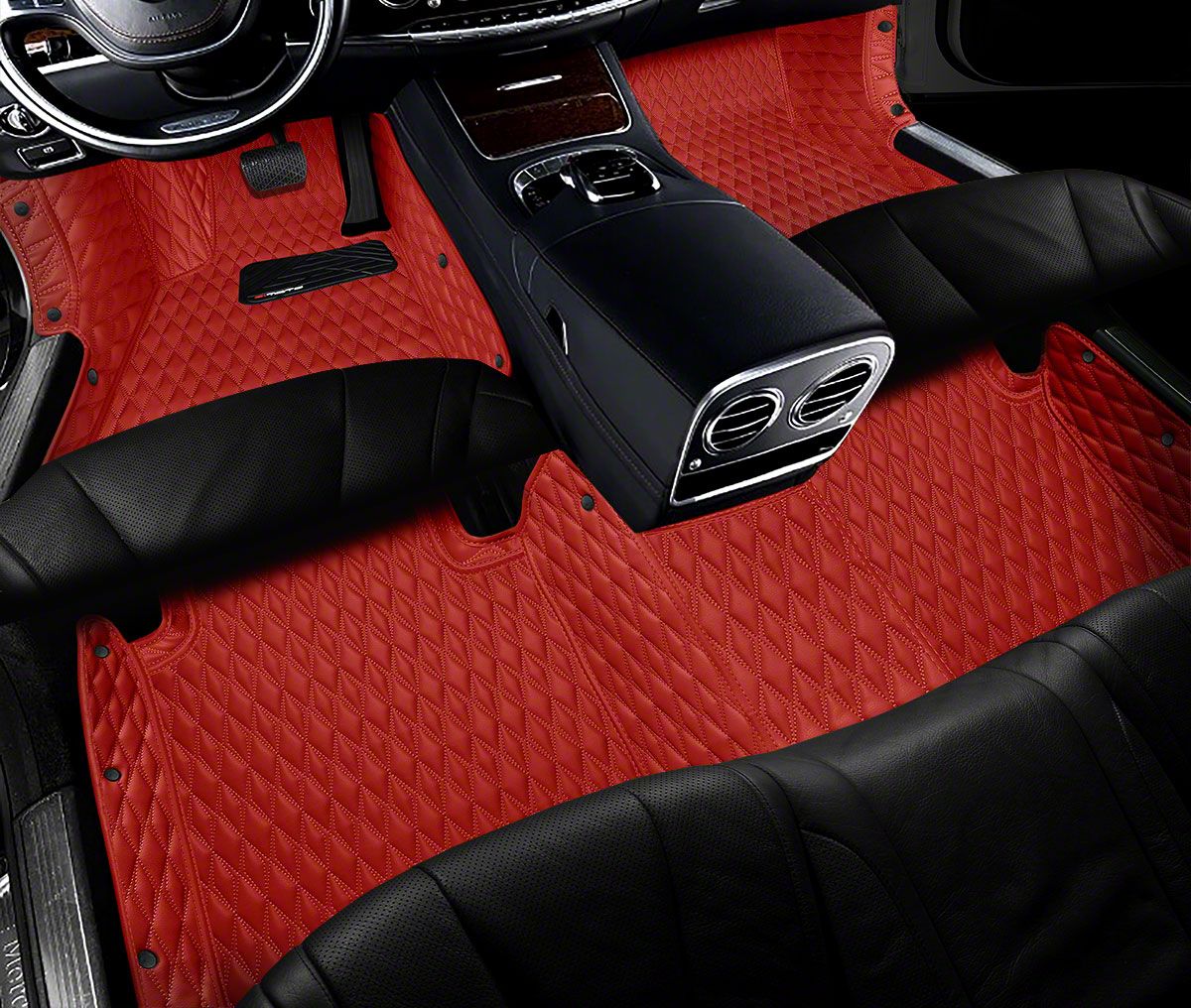 Jeep Gladiator Single Layer Diamond Front and Rear Floor Mats; Full Red