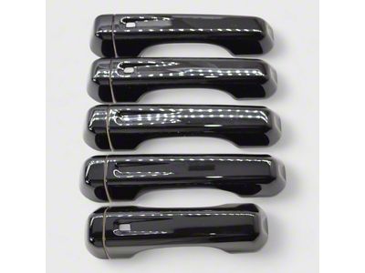 Chrome Delete Smart Key Door Handle Snap-On Covers; Gloss Black (20-25 Jeep Gladiator JT)