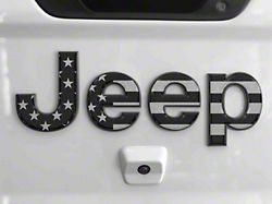 Tailgate Letter Overlays; Black/Silver American Flag (20-25 Jeep Gladiator JT)