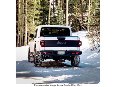 Topographic Map Tailgate Wrap Graphic; Black with Orange Outline (20-25 Jeep Gladiator JT)