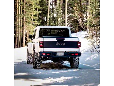 Topographic Map Tailgate Wrap Graphic; Black with Red Outline (20-25 Jeep Gladiator JT)