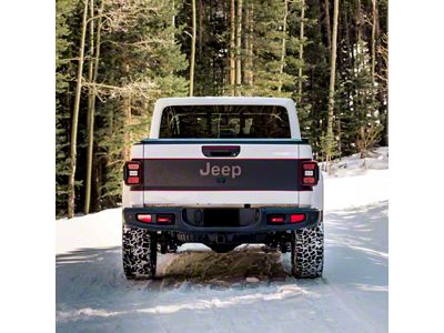 Topographic Map Tailgate Wrap Graphic; Black with Red Outline (20-25 Jeep Gladiator JT)