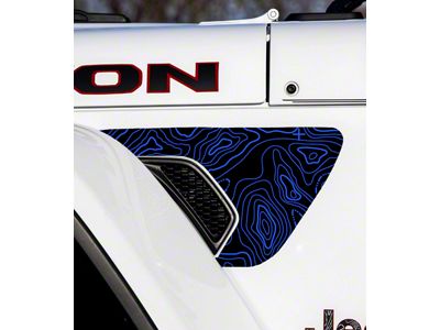 Topographical Map Fender Vent Premium Wrap Decal; Blue (20-25 Jeep Gladiator JT)