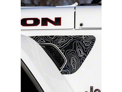 Topographical Map Fender Vent Premium Wrap Decal; White (20-25 Jeep Gladiator JT)