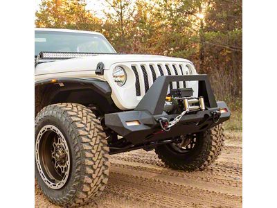TrailChaser Aluminum Full Width Front Bumper with Angular Brush Guard; Textured Black (20-25 Jeep Gladiator JT)