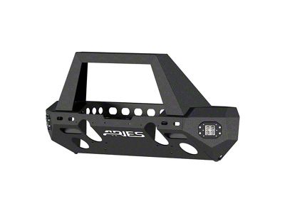 TrailChaser Aluminum Mid-Width Front Bumper with Angular Brush Guard and LED Lights; Textured Black (20-25 Jeep Gladiator JT)