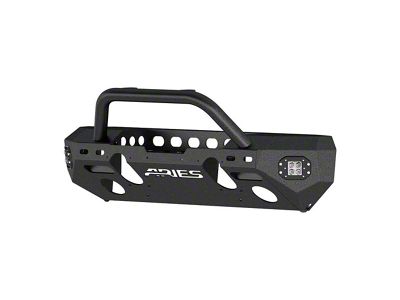 TrailChaser Aluminum Mid-Width Front Bumper with Center Brush Guard and LED Lights; Textured Black (20-25 Jeep Gladiator JT)