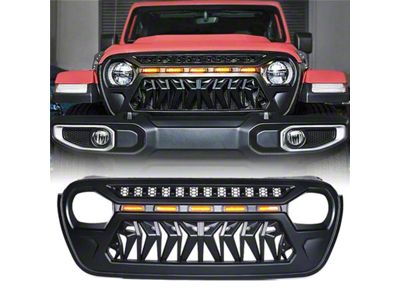 Venom Grille with Amber LED Running Lights; Black (20-25 Jeep Gladiator JT)