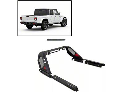 Vigor Roll Bar with 40-Inch LED Light Bar and Cube Lights; Black (20-25 Jeep Gladiator JT)