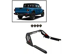 Vigor Roll Bar with 7-Inch Red Round LED Lights; Black (20-25 Jeep Gladiator JT)