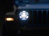 Warrior Style LED Headlights with Halo DRL and Turn Signals; Black Housing; Clear Lens (20-26 Jeep Gladiator JT w/ Factory Halogen Headlights)
