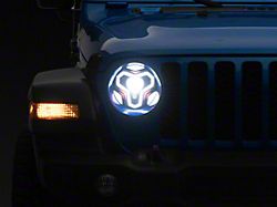 Warrior Style LED Headlights with Halo DRL and Turn Signals; Black Housing; Clear Lens (20-24 Jeep Gladiator JT w/ Factory Halogen Headlights)