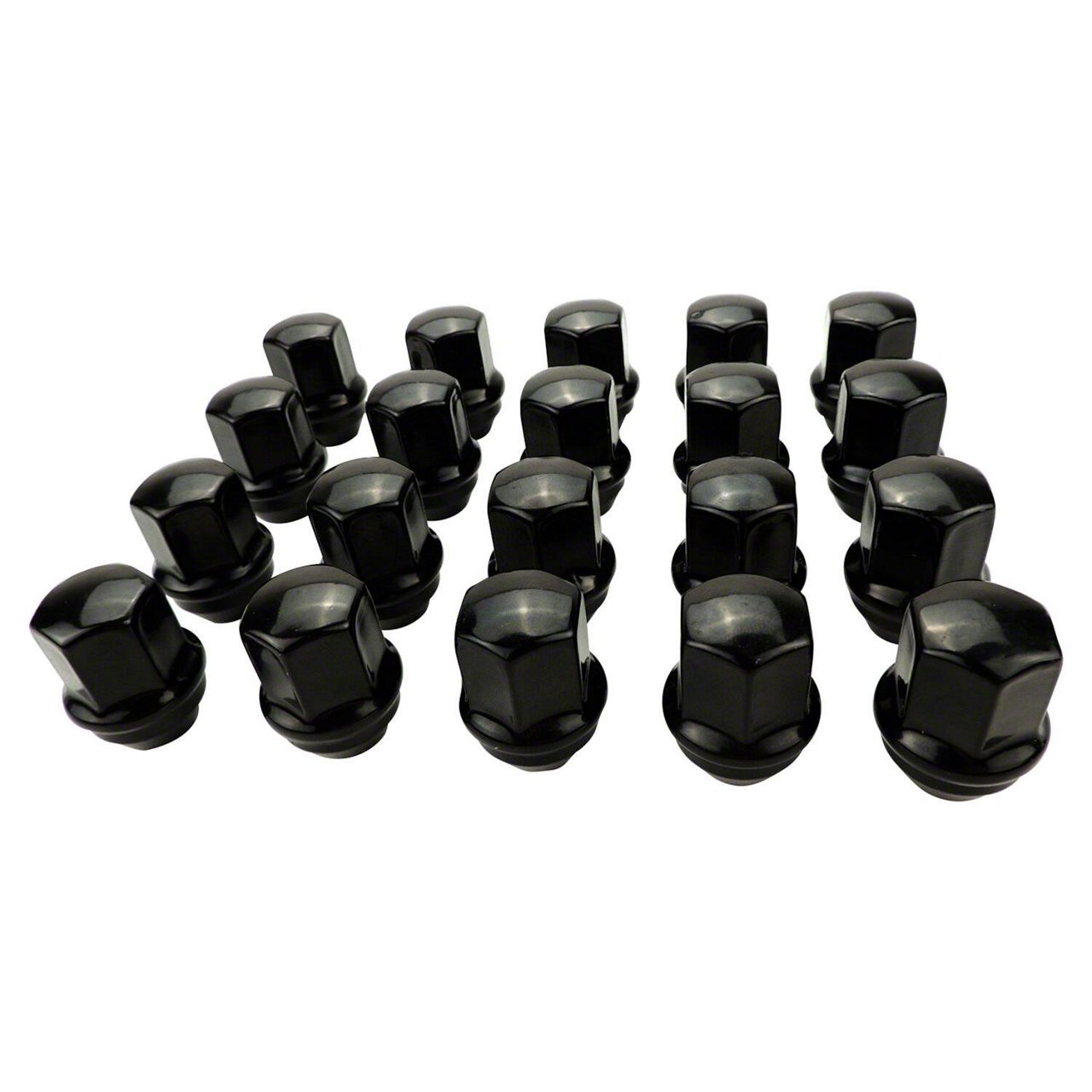 Jeep Wrangler Black 6-Spline Lug Nut Kit; 14mm x 1.5; Set of