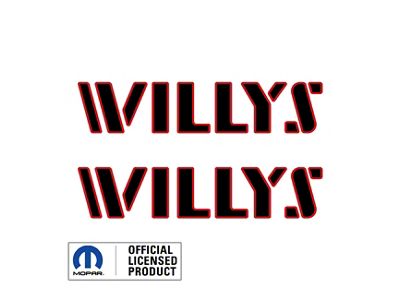WILLYS Hood Graphic; Black with Red Outline (20-25 Jeep Gladiator JT)