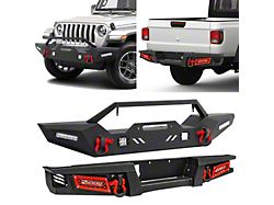Winch Mount Front and Rear Bumper Combo Kit with LED Lights (20-26 Jeep Gladiator JT)