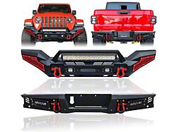 Winch Mount Front and Rear Bumper Combo Kit with LED Lights (20-26 Jeep Gladiator JT)