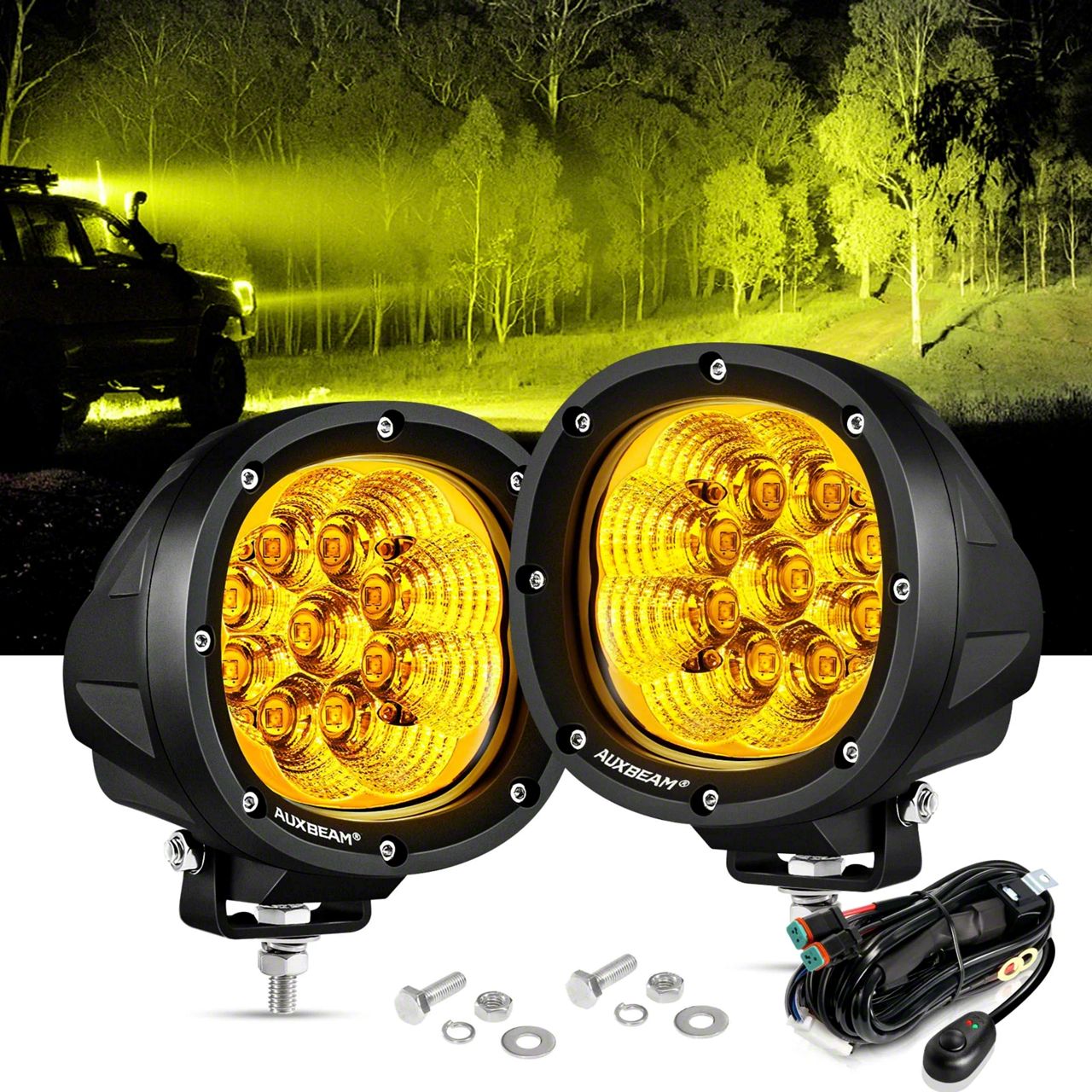 Jeep Grand Cherokee 4-Inch Round 90W Yellow LED Pod Lights