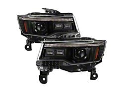 APEX Series High-Power LED Headlights; Black Housing; Clear Lens (14-21 Jeep Grand Cherokee WK2 w/ Factory Halogen Headlights)