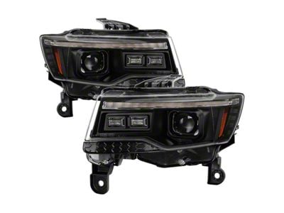 APEX Series High-Power LED Headlights; Black Housing; Clear Lens (14-21 Jeep Grand Cherokee WK2 w/ Factory Halogen Headlights)